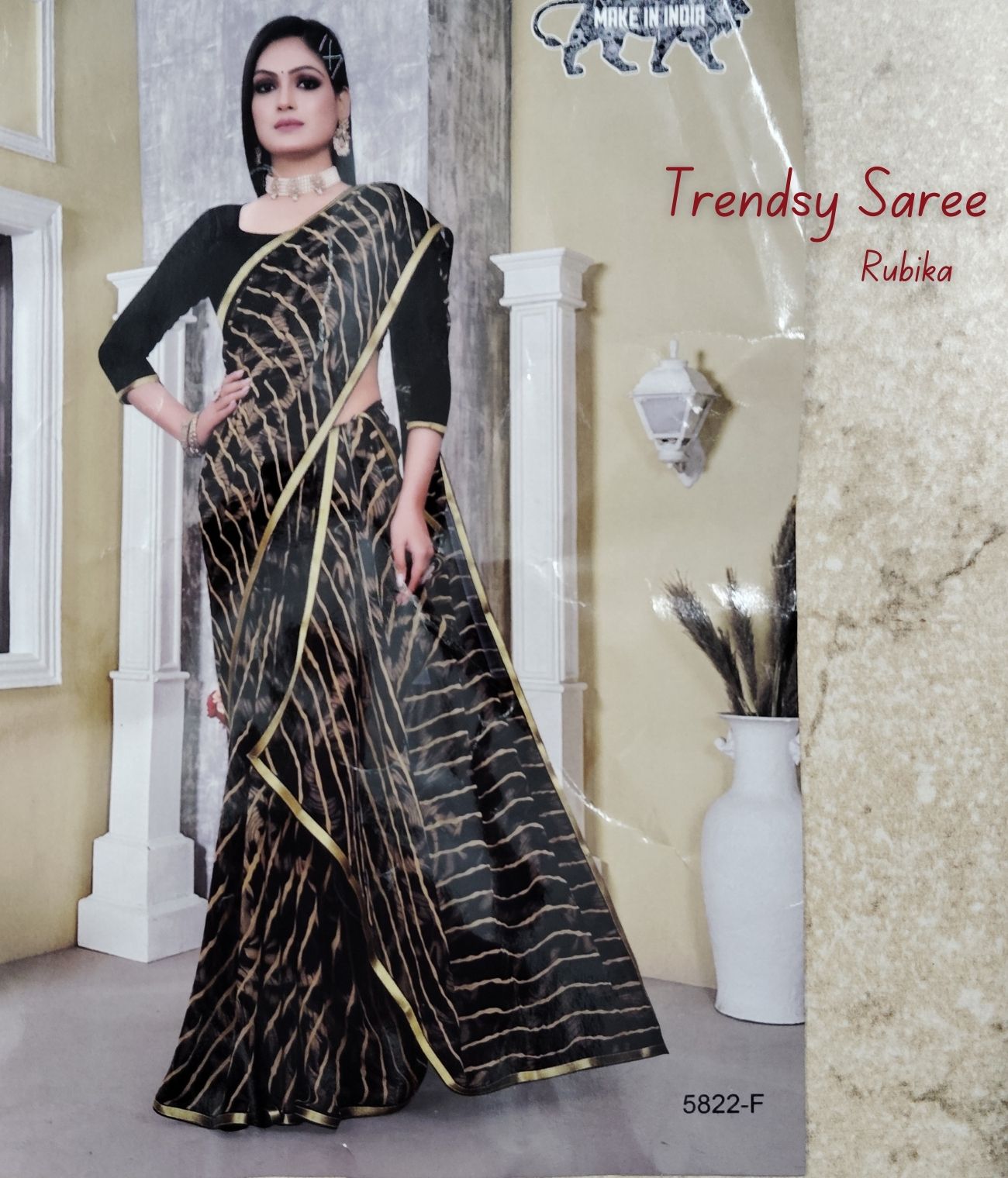 Exclusive Fancy Saree for Awesome Look (Black & Brown)