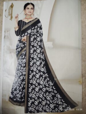 Black flower Printed saree